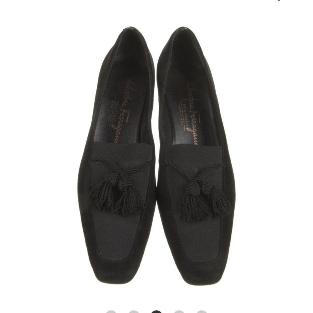 Salvatore ferragamo loafers suede black color